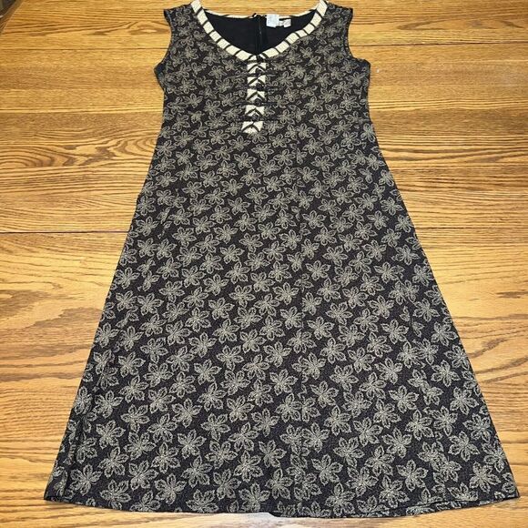 The Territory Ahead Dresses & Skirts - THE TERRITORY AHEAD Dress Womens 8 Small Brown Tribal Leaf Sleeveless A Line Zip